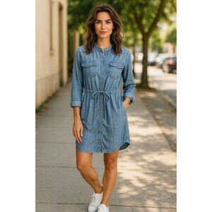 Liz Claiborne Button Front Lyocell Shirt Dress Versatile Belted L/S Sz PXL